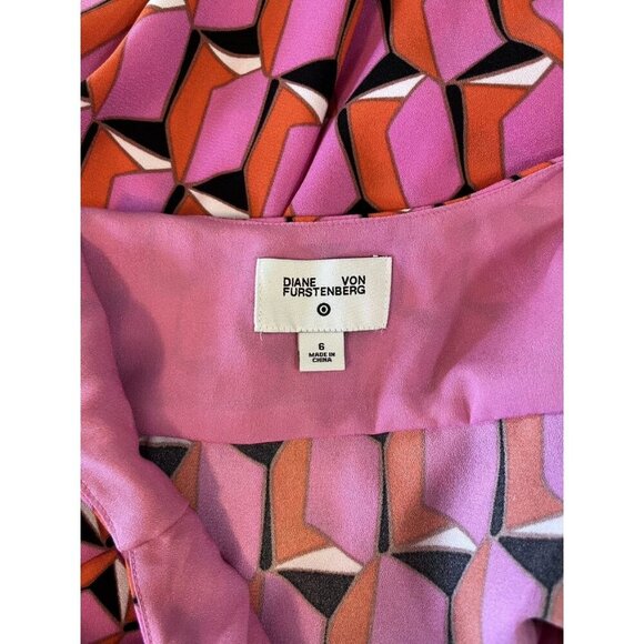 Diane von Furstenberg Pink Geometric Print Sleeveless Dress Recycled Polyester - Picture 7 of 10